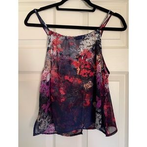 Cute see through open slit back tank top